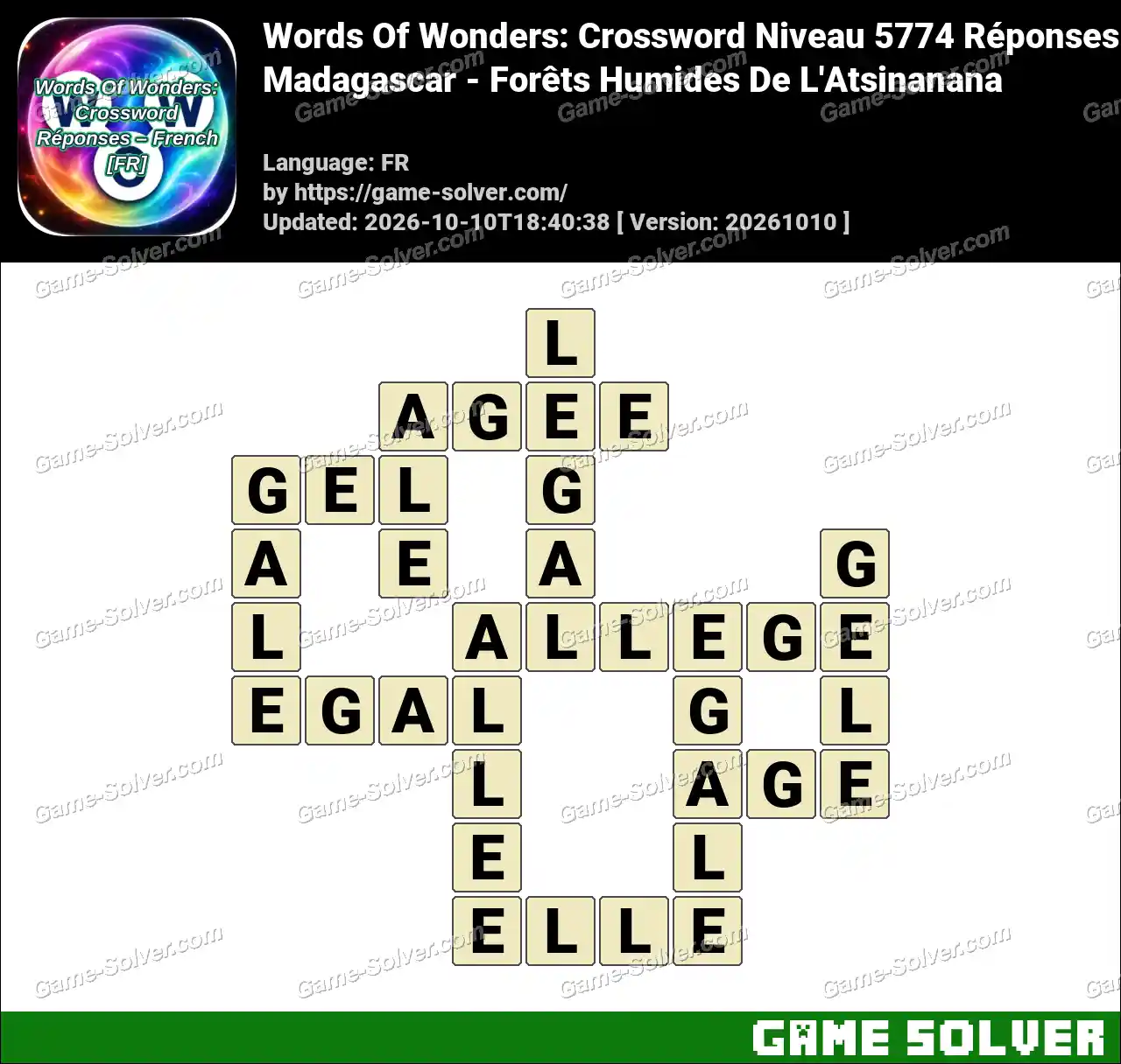 Words Of Wonders: Crossword Niveau 5774 Réponses – Madagascar – Forêts Humides De L’Atsinanana